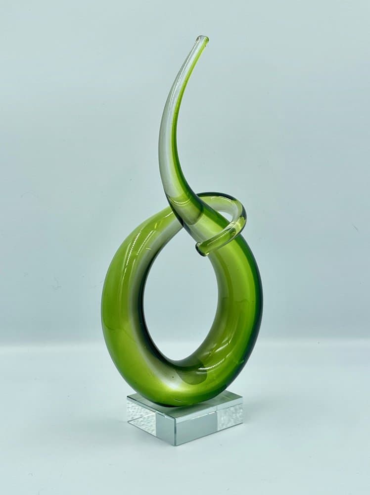 Sculpture, Murano Twist, green, glass, Italy, 1960s. - 157555