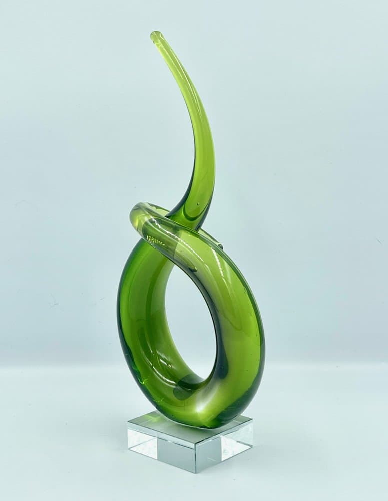 Sculpture, Murano Twist, green, glass, Italy, 1960s. - 157556