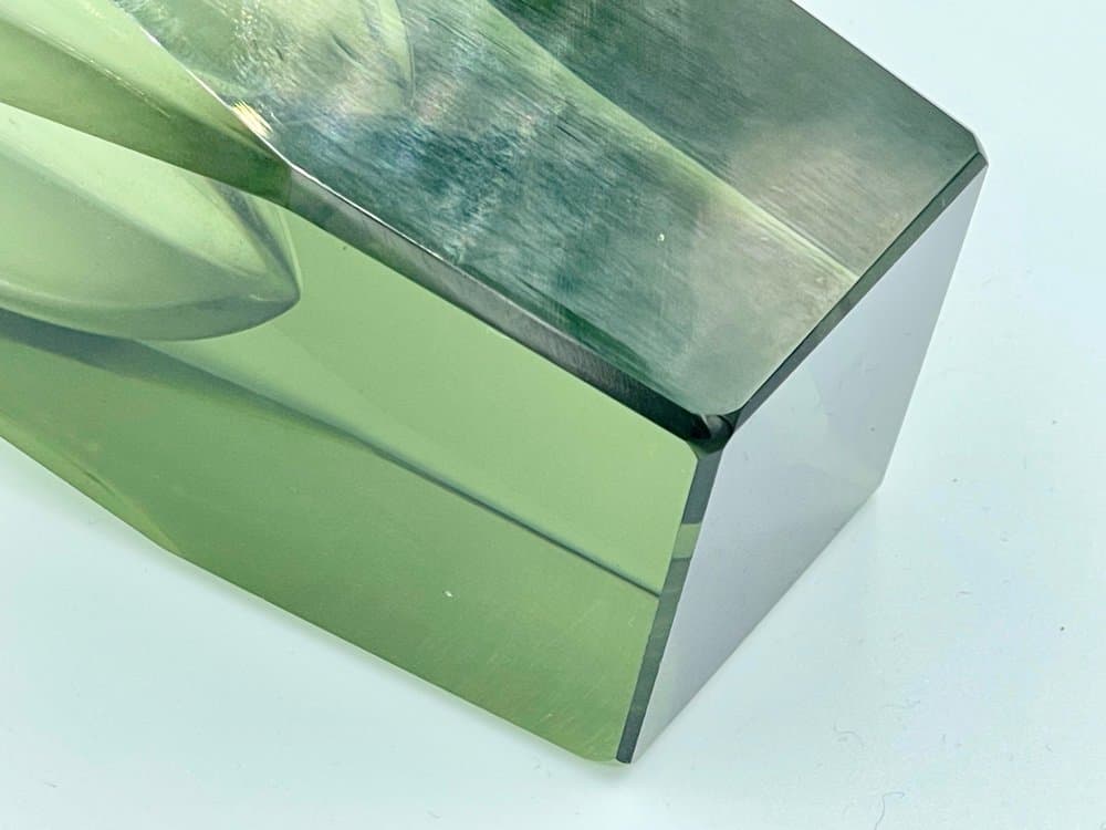 Wazon Art Deco, oliwkowy, szkło, Murano, Włochy, lata 40. - 157575