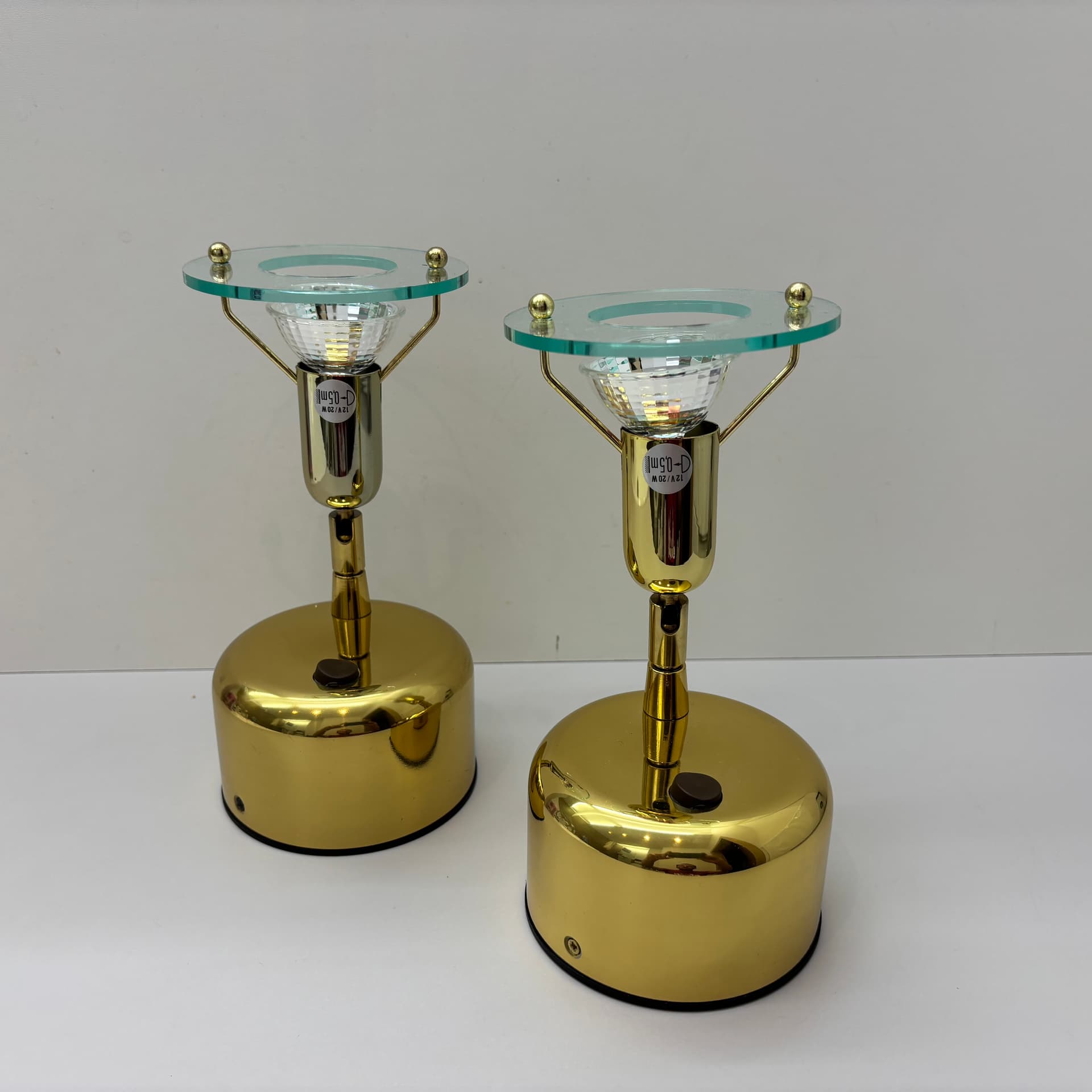 Pair of wall lights, golden brass, Wofi Leuchten, Germany, 1990s. - 143463