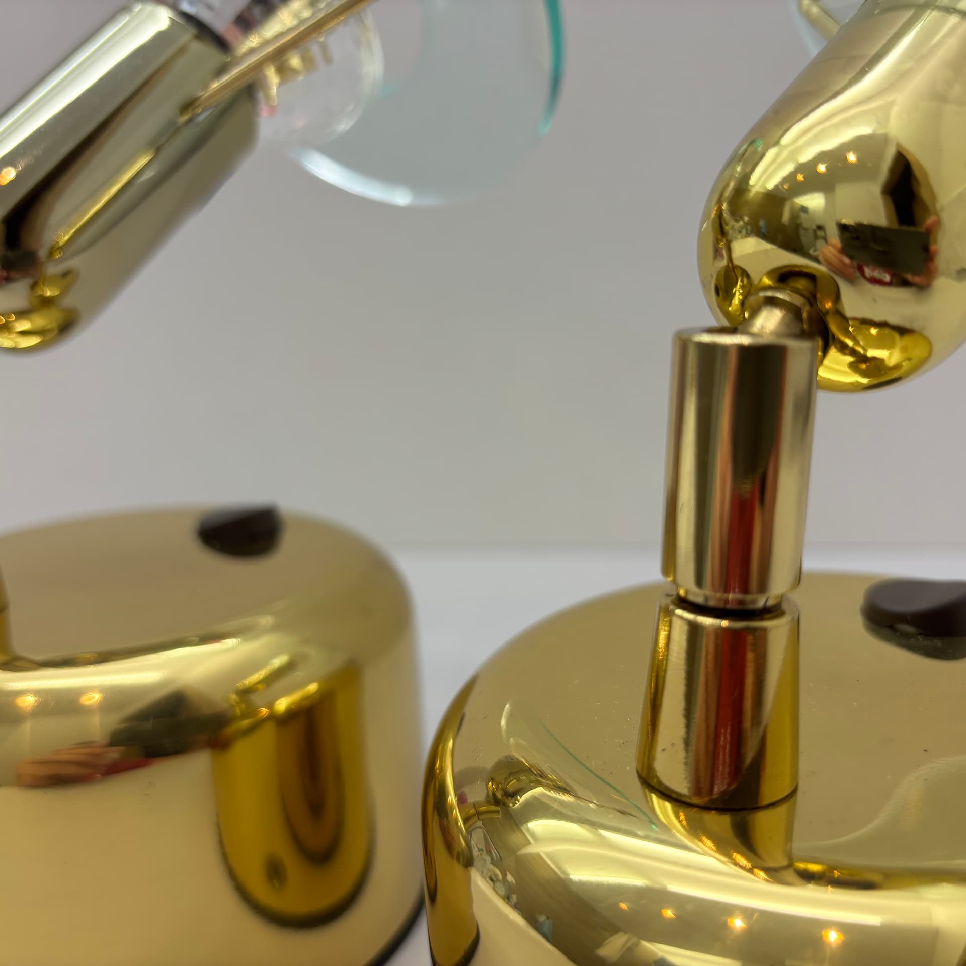 Pair of wall lights, golden brass, Wofi Leuchten, Germany, 1990s. - 143466