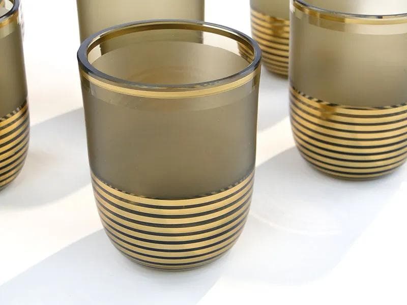 Cocktail shaker and glasses set, topaz glass, Borocrystal Chribska, Czechoslovakia, 1950s - 9992