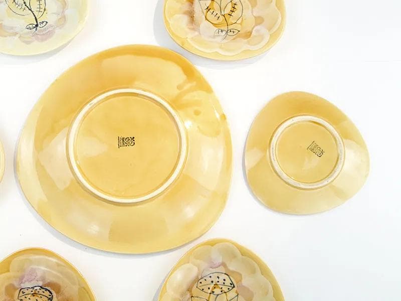 Yellow Modernist Faience Cake Set, Włocławek, Poland, 1950s - 9976