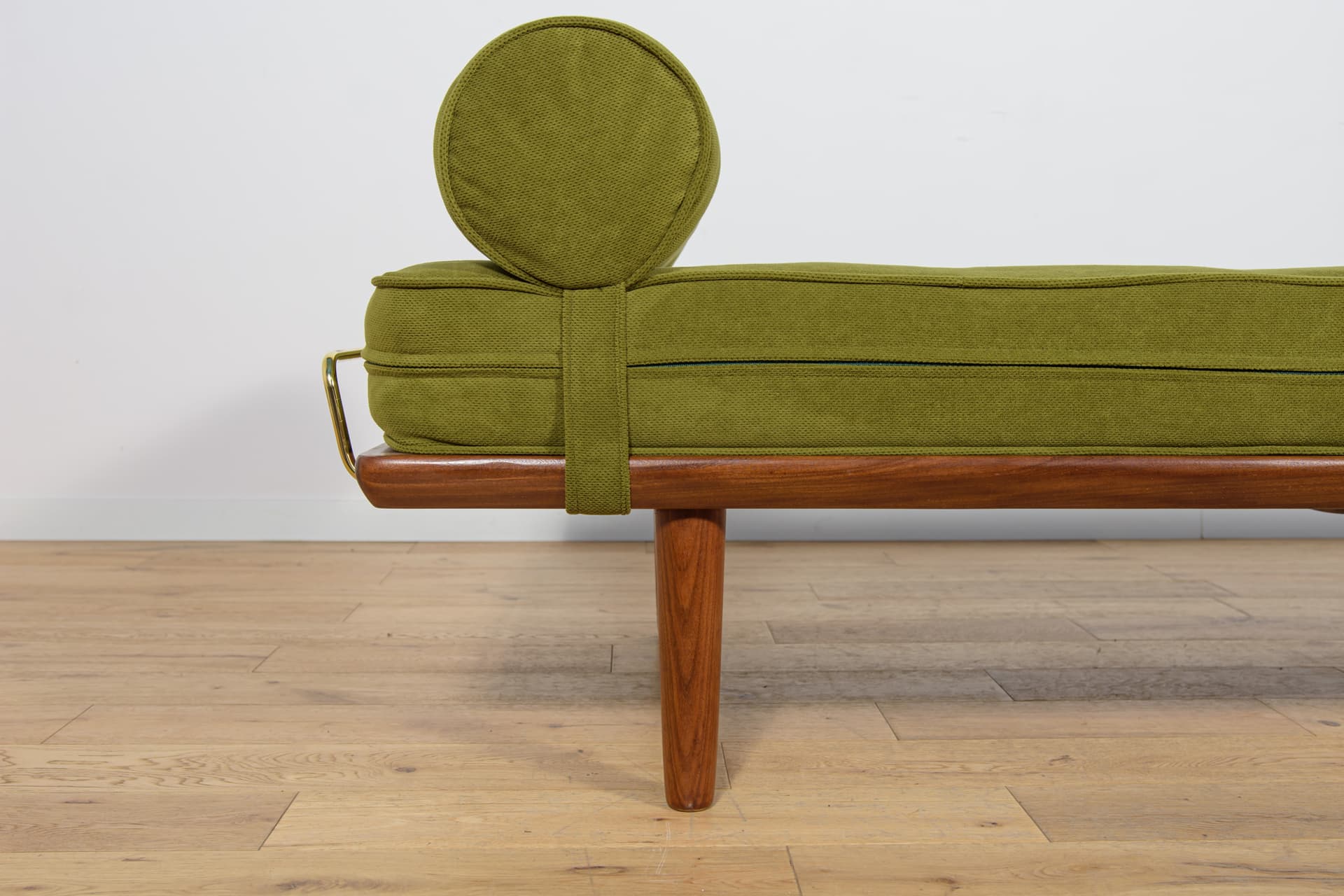 Leżanka Model GE-19, tkanina zielona, teak, proj. H. Wegner, Getama, Dania, lata 50. - 147014