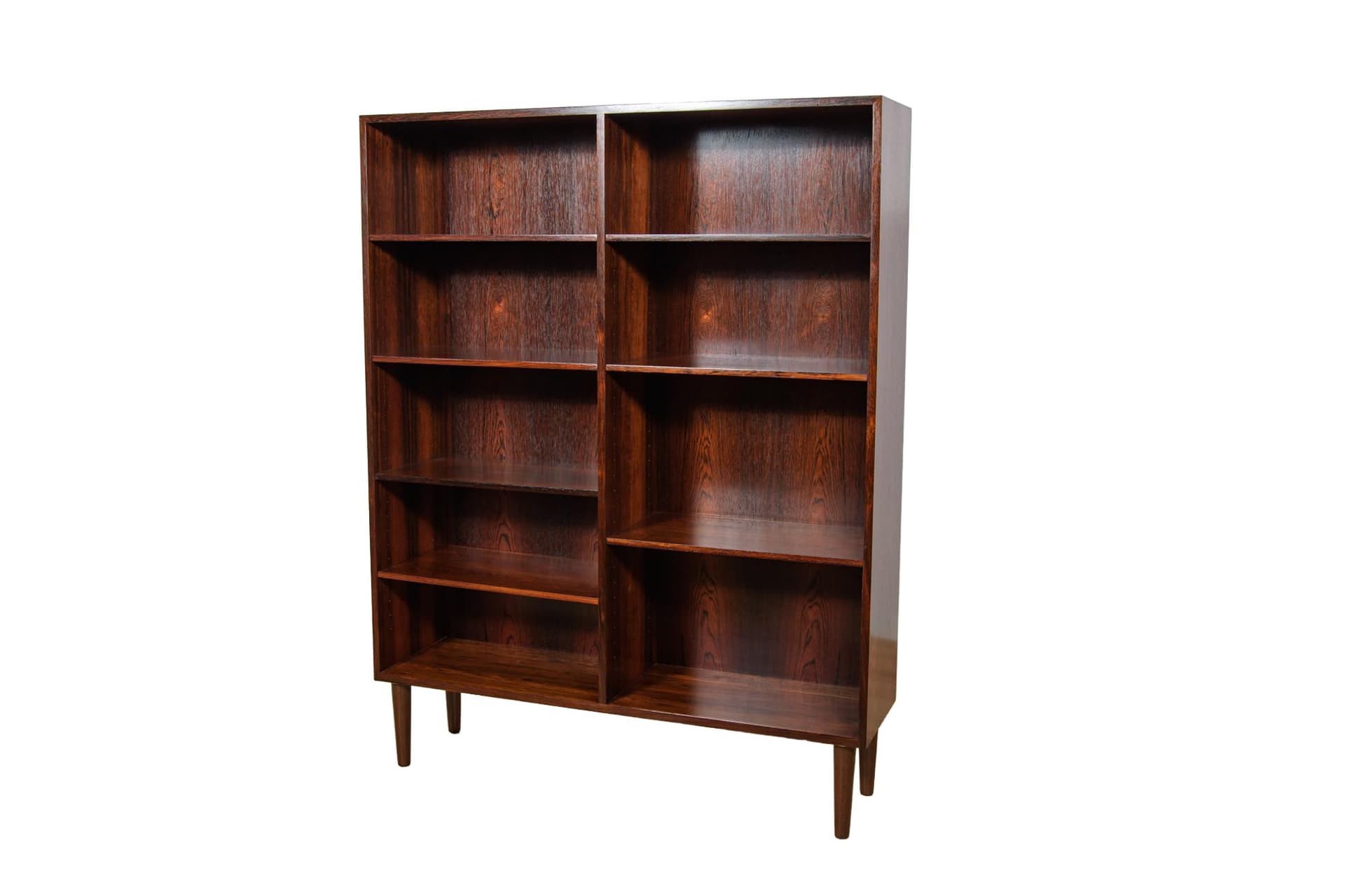 Shelving unit, dark brown rosewood, Denmark, 1960s.