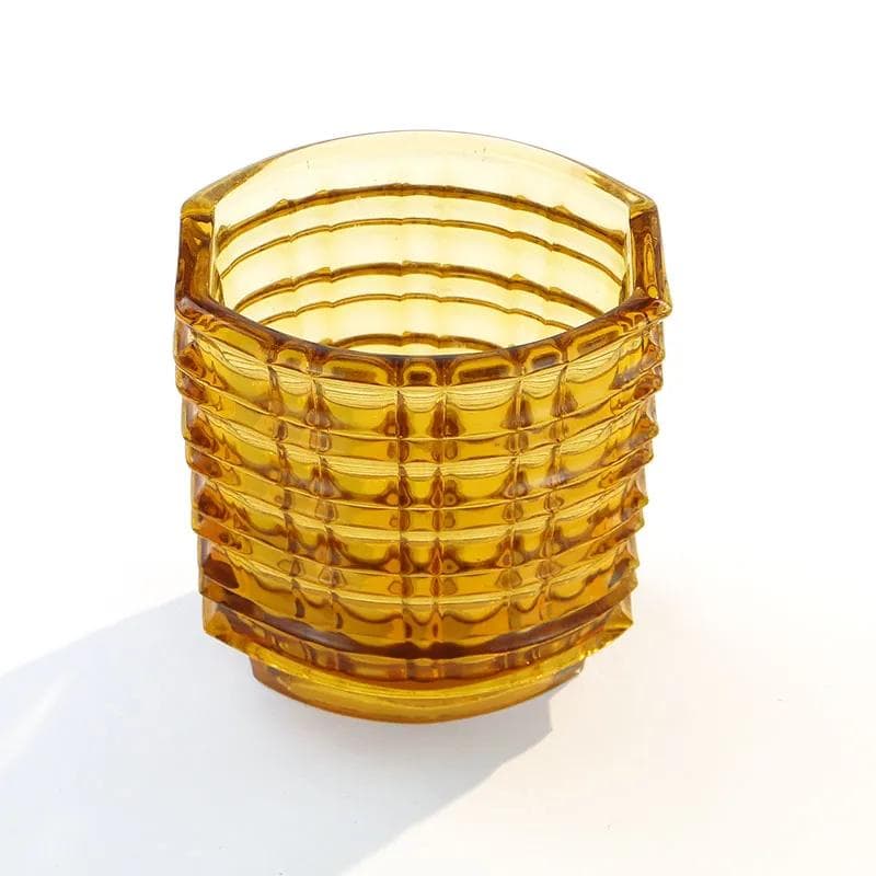 Wazon optyczny, szkło żółte, proj. J. S. Drost, Ząbkowice, Polska, lata 60. - 9955