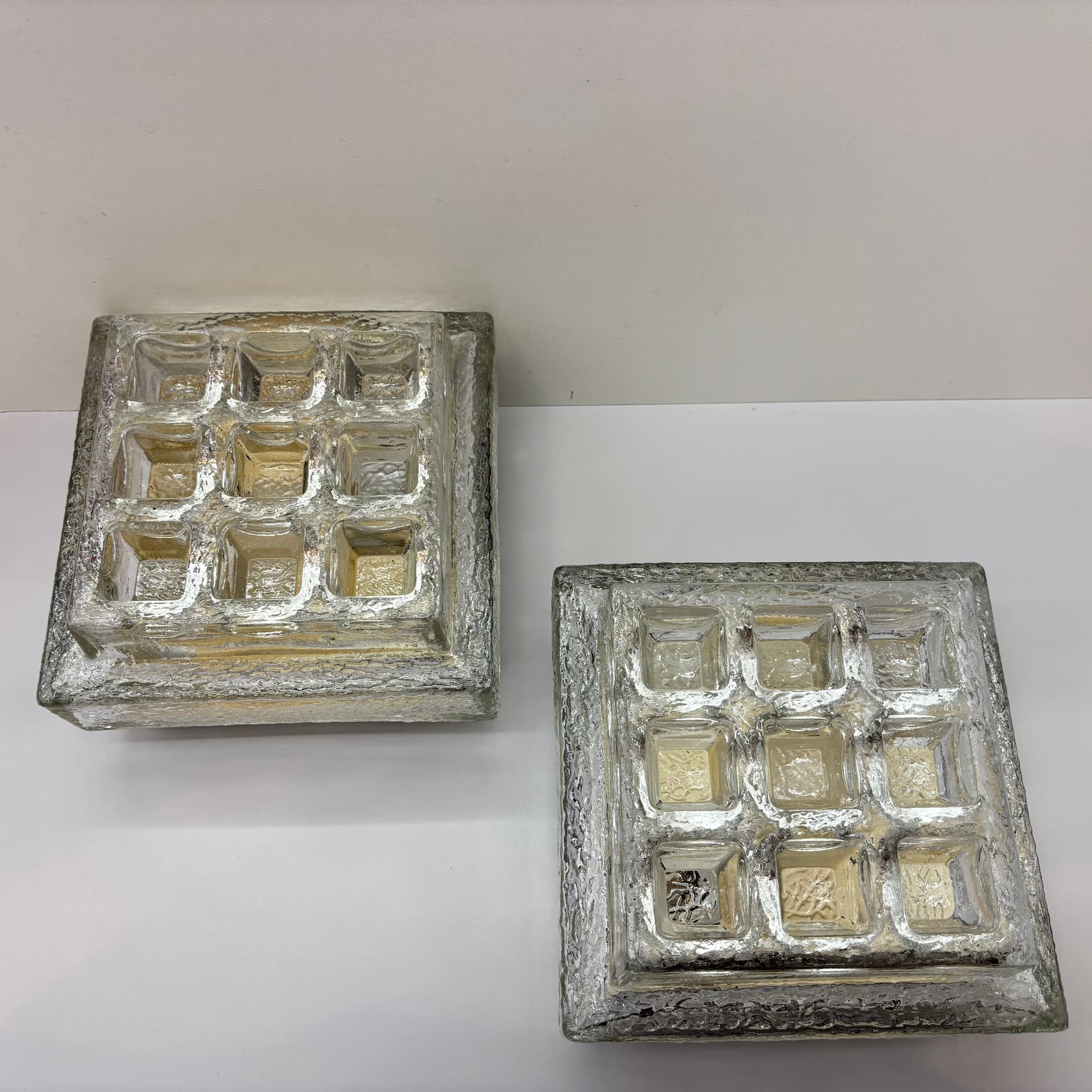 Para kinkietów Glashütte, szkło transparentne, Limburg, Niemcy, lata 70. - 149542