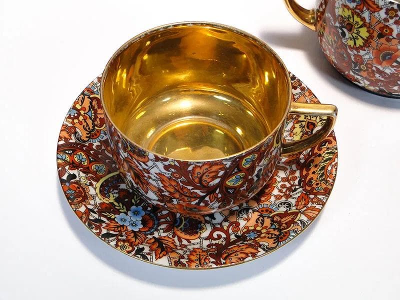 Wielobarwny porcelanowy serwis herbaciany empire, Altrohlau, Czechosłowacja, lata 20. - 10050