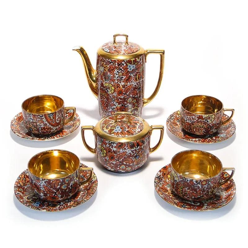 Wielobarwny porcelanowy serwis herbaciany empire, Altrohlau, Czechosłowacja, lata 20. - 10045