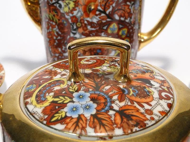 Wielobarwny porcelanowy serwis herbaciany empire, Altrohlau, Czechosłowacja, lata 20. - 10049