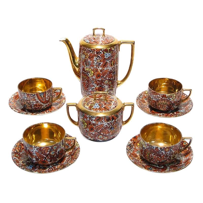 Wielobarwny porcelanowy serwis herbaciany empire, Altrohlau, Czechosłowacja, lata 20.