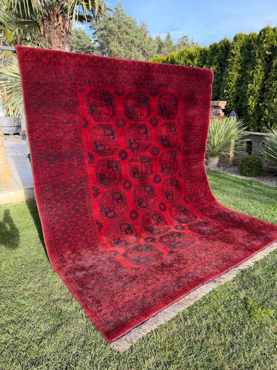 Dywan Afgan, 335x255 cm, wełna czerwona, Afganistan, początek XX w. - 157774