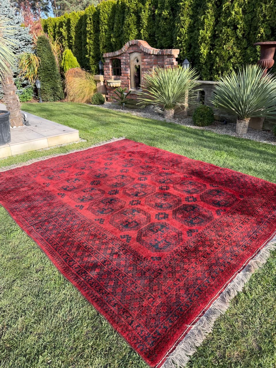 Dywan Afgan, 335x255 cm, wełna czerwona, Afganistan, początek XX w. - 157780