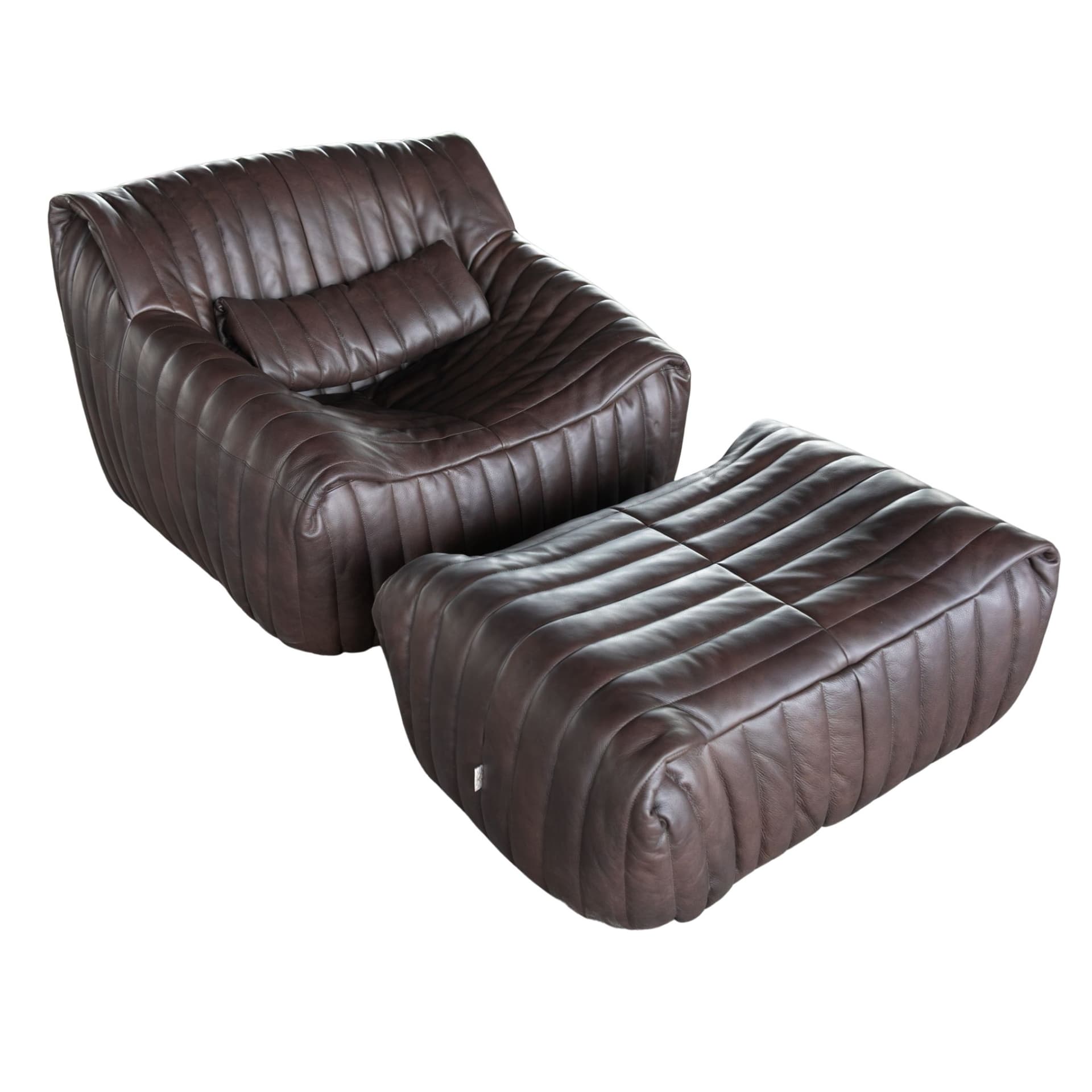 Sofa z podnóżkiem Sandra, brązowa, proj. A. Hiéronimus, Ligne Roset, lata 70.