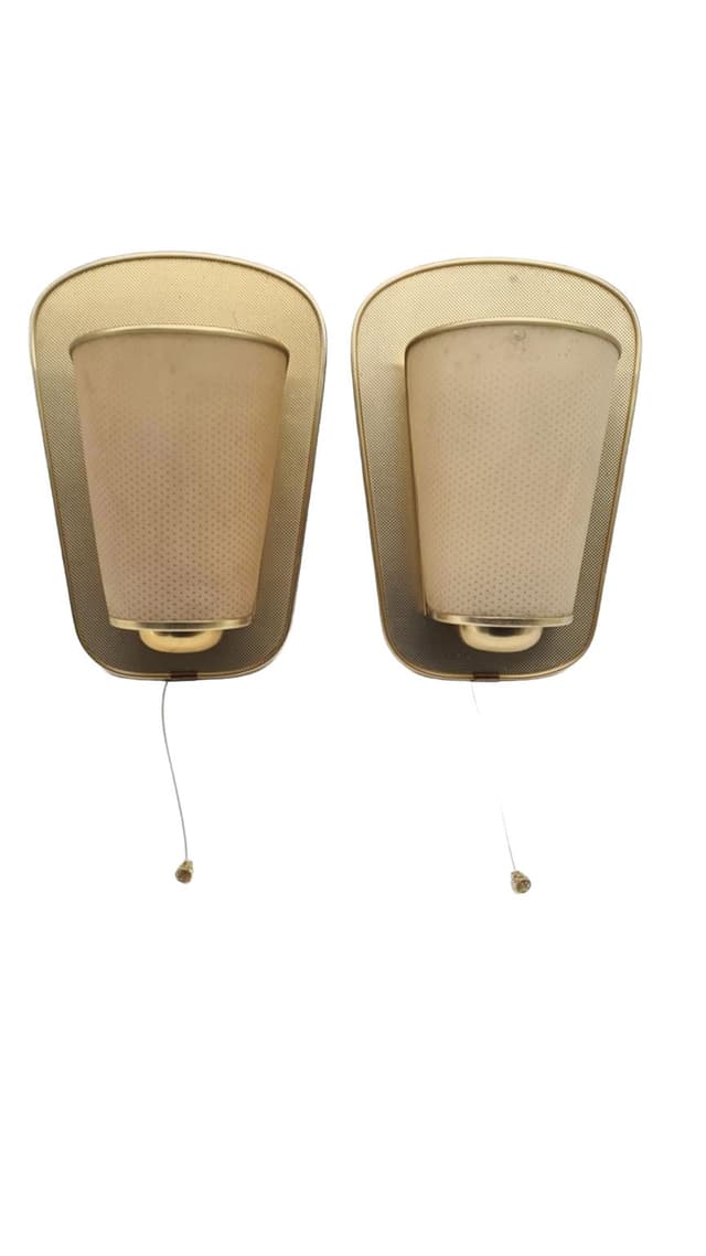 Para kinkietów Nr 430, złoty, metal plastik, Erco Leuchten, Niemcy, lata 60. - WYMIARY