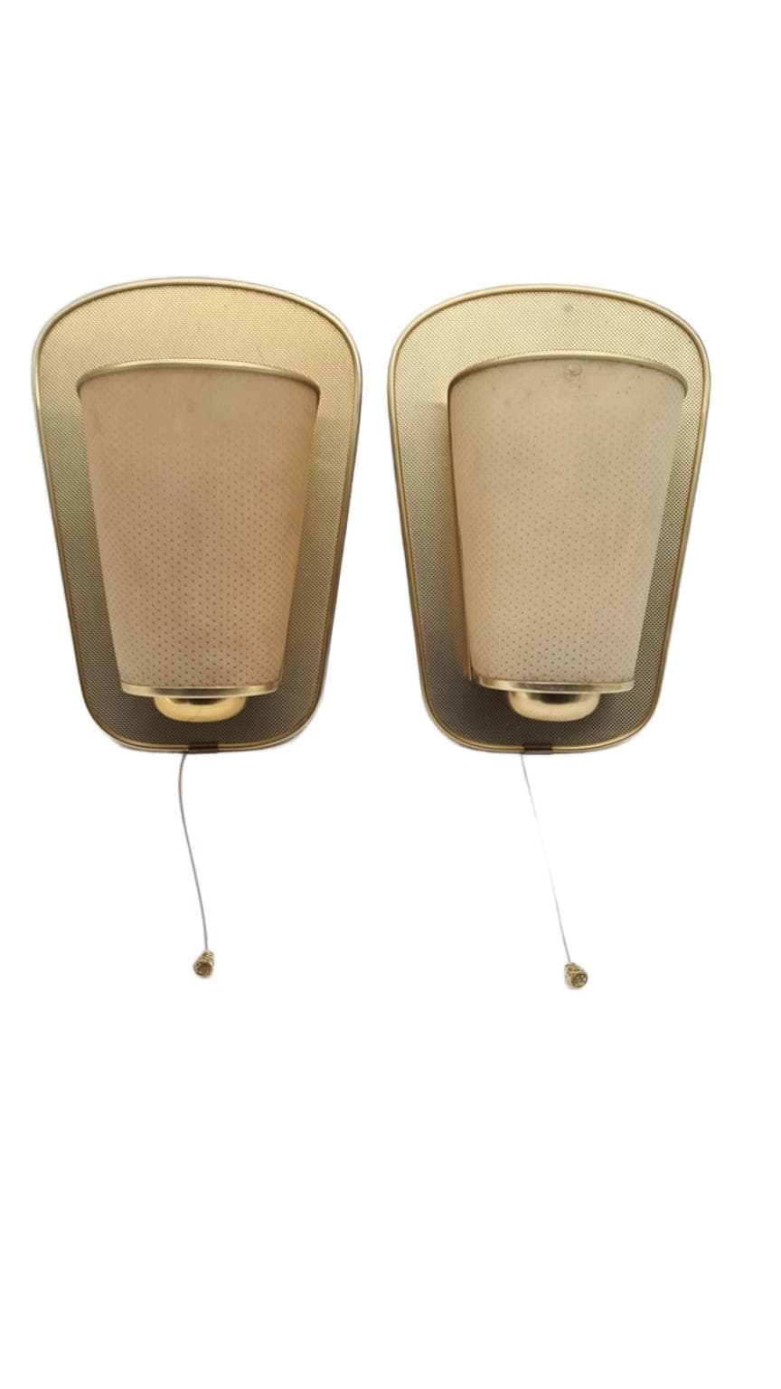 Para kinkietów Nr 430, złoty, metal plastik, Erco Leuchten, Niemcy, lata 60. - 168072