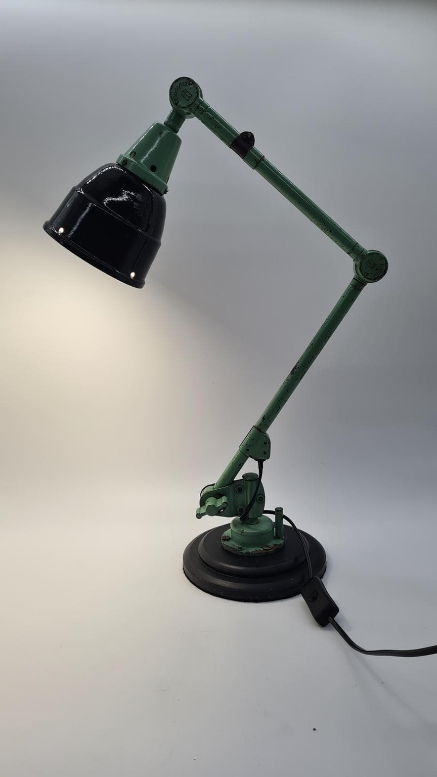 Adjustable lamp, green, metal, by C. Fischer, Germany, 1950s. - 157966