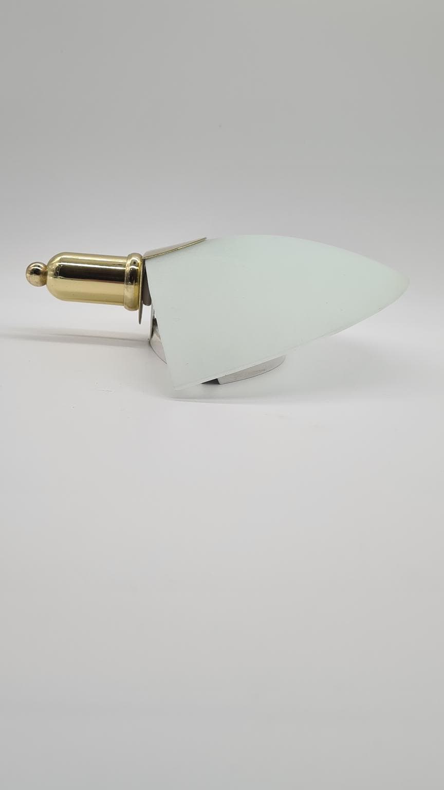 Para kinkietów KEWA, szkło białe matowe, mosiądz, Polska, lata 60. - 157977