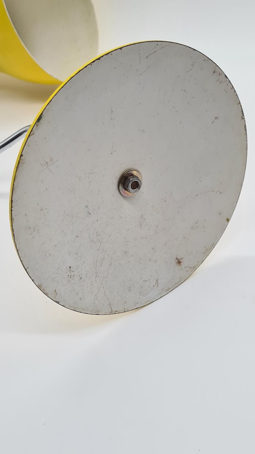 Lampa biurkowa, żółty metal, chrom, proj. J. Hůrka, Czechosłowacja, lata 70. - 158024