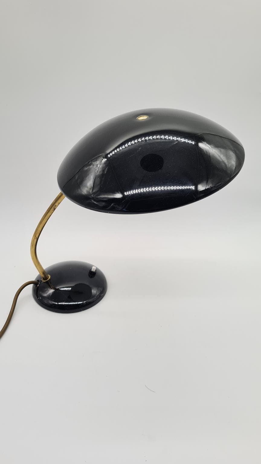 Table lamp 6781, black metal, brass, by C. Dell, Kaiser Idell, Germany, 1950s. - 158092