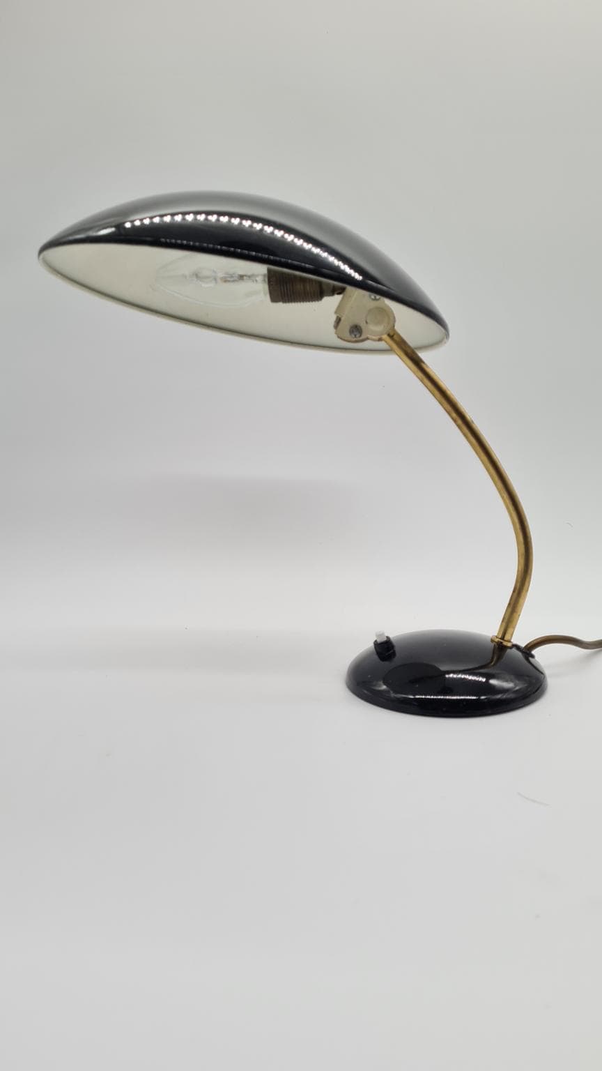 Table lamp 6781, black metal, brass, by C. Dell, Kaiser Idell, Germany, 1950s. - 158093