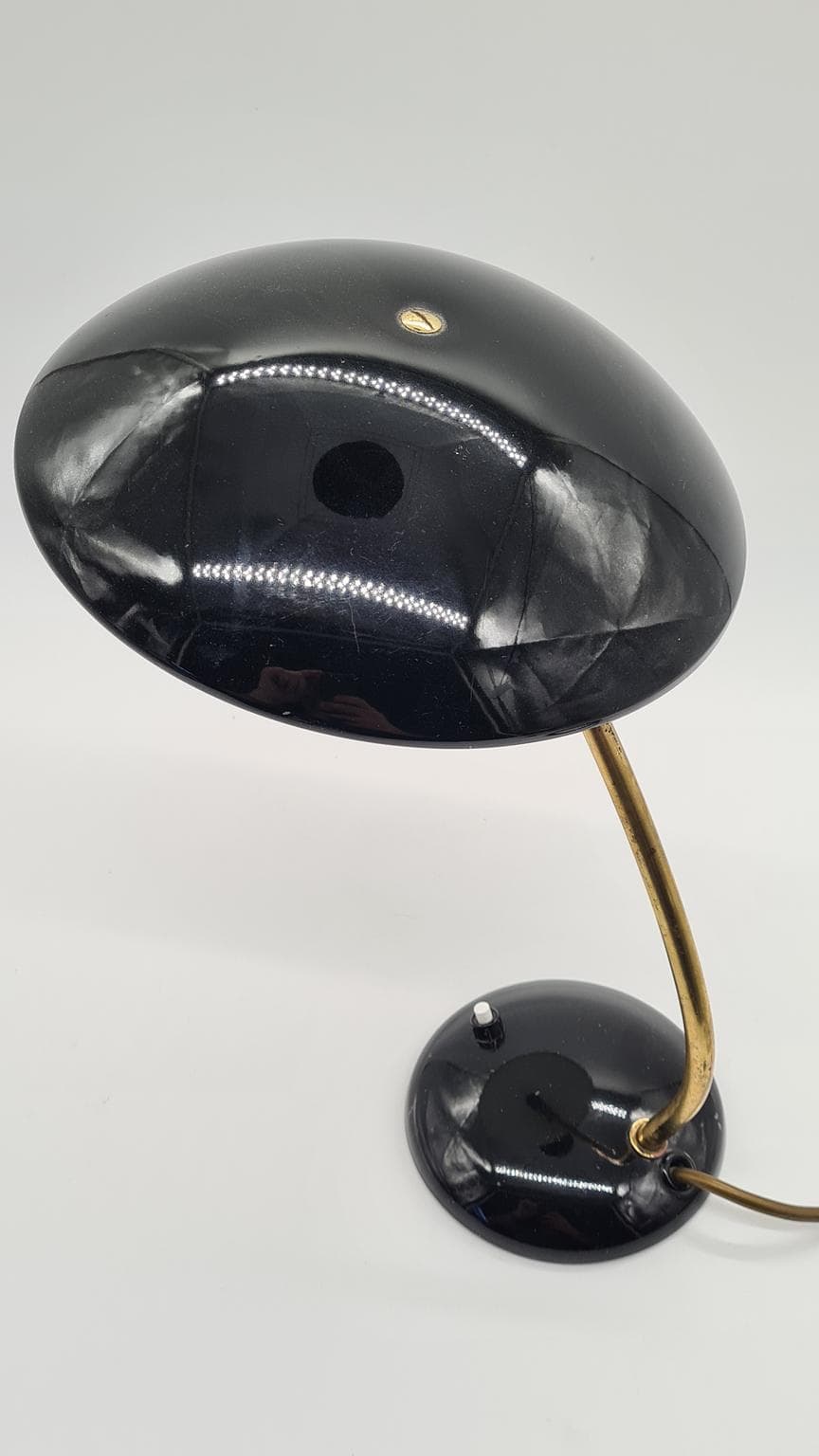 Table lamp 6781, black metal, brass, by C. Dell, Kaiser Idell, Germany, 1950s. - 158098
