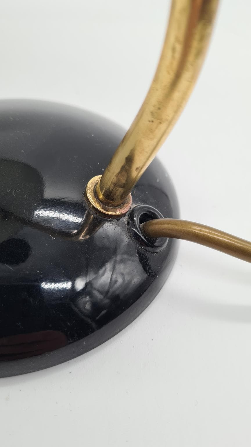 Table lamp 6781, black metal, brass, by C. Dell, Kaiser Idell, Germany, 1950s. - 158097