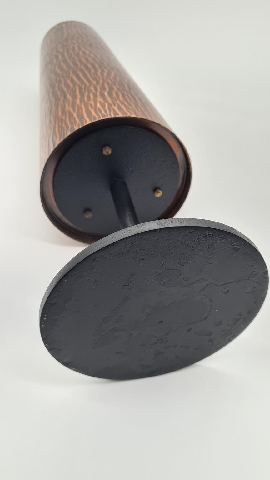 Wazon brutalistyczny, miedź, stal czarna, Niemcy, lata 60. - 158115