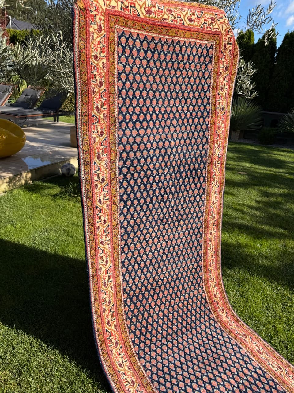 Runner Indo Mir, 390x94 cm, navy blue wool, India, 1990s. - 158136