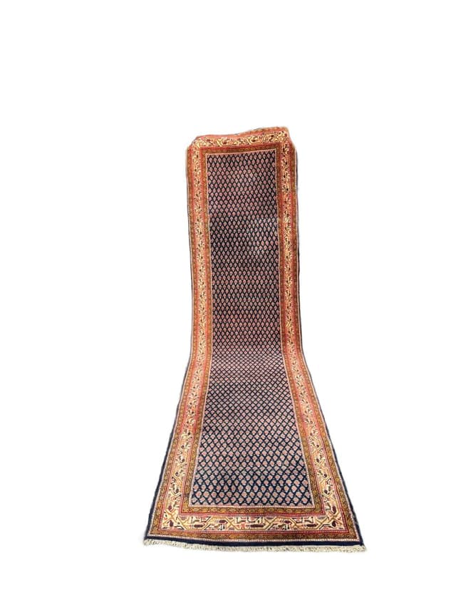 Runner Indo Mir, 390x94 cm, navy blue wool, India, 1990s. - DIMENSION