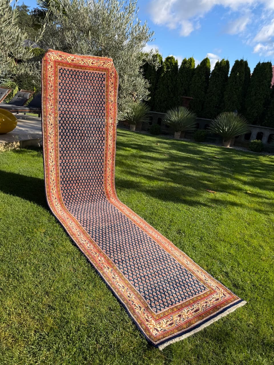 Runner Indo Mir, 390x94 cm, navy blue wool, India, 1990s. - 158137