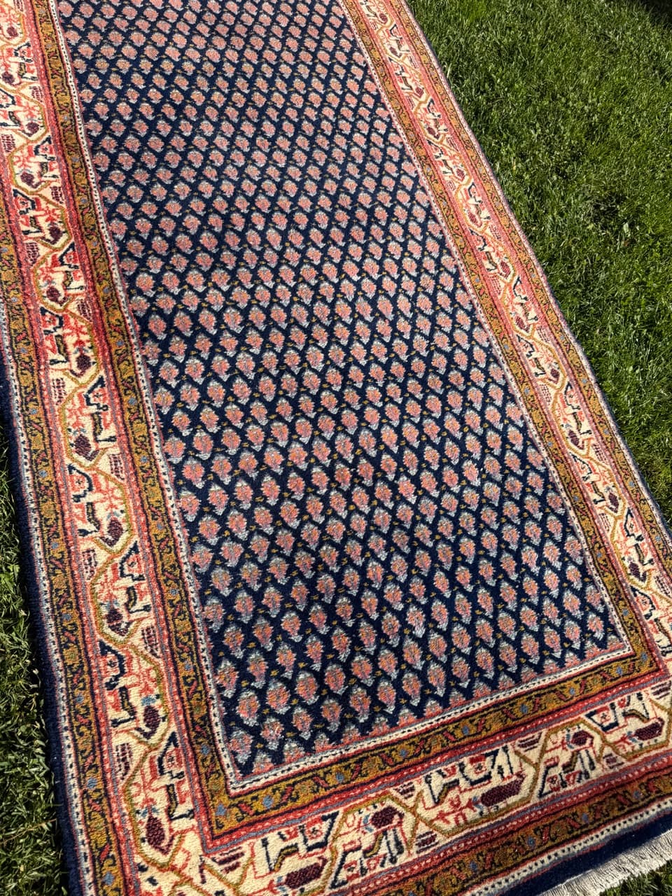 Runner Indo Mir, 390x94 cm, navy blue wool, India, 1990s. - 158138