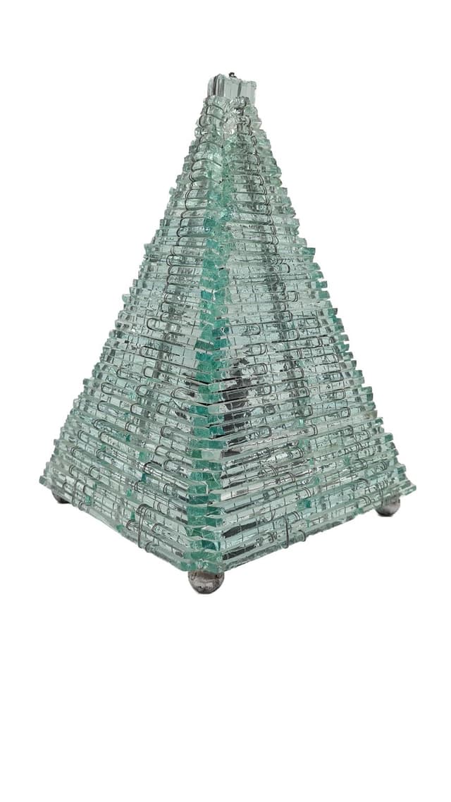 Table Lamp Pyramid, transparent glass, metal, France, 1970s. - DIMENSION