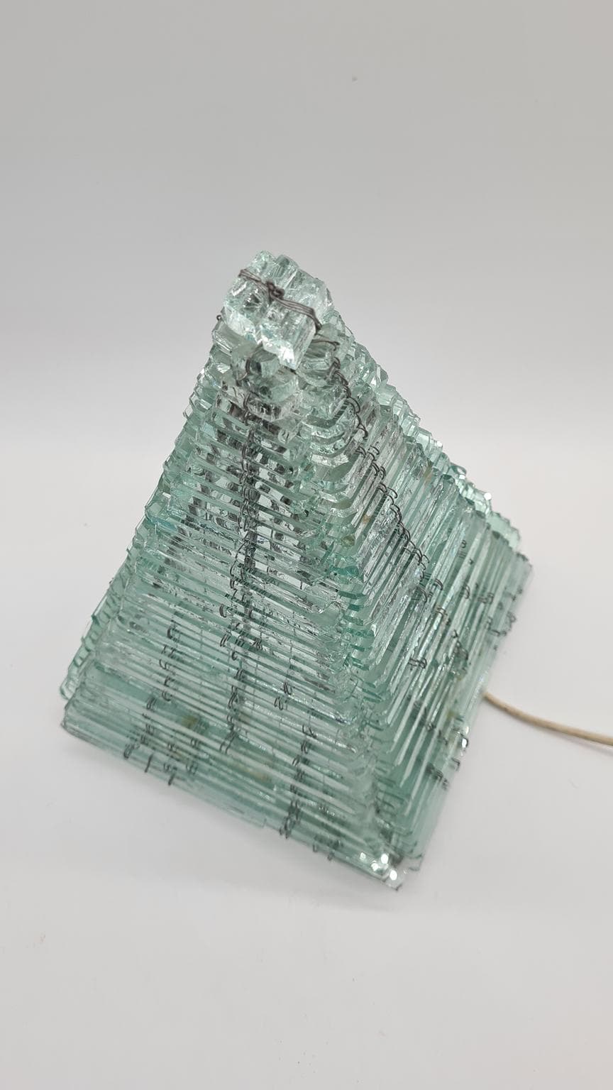 Table Lamp Pyramid, transparent glass, metal, France, 1970s. - 158147