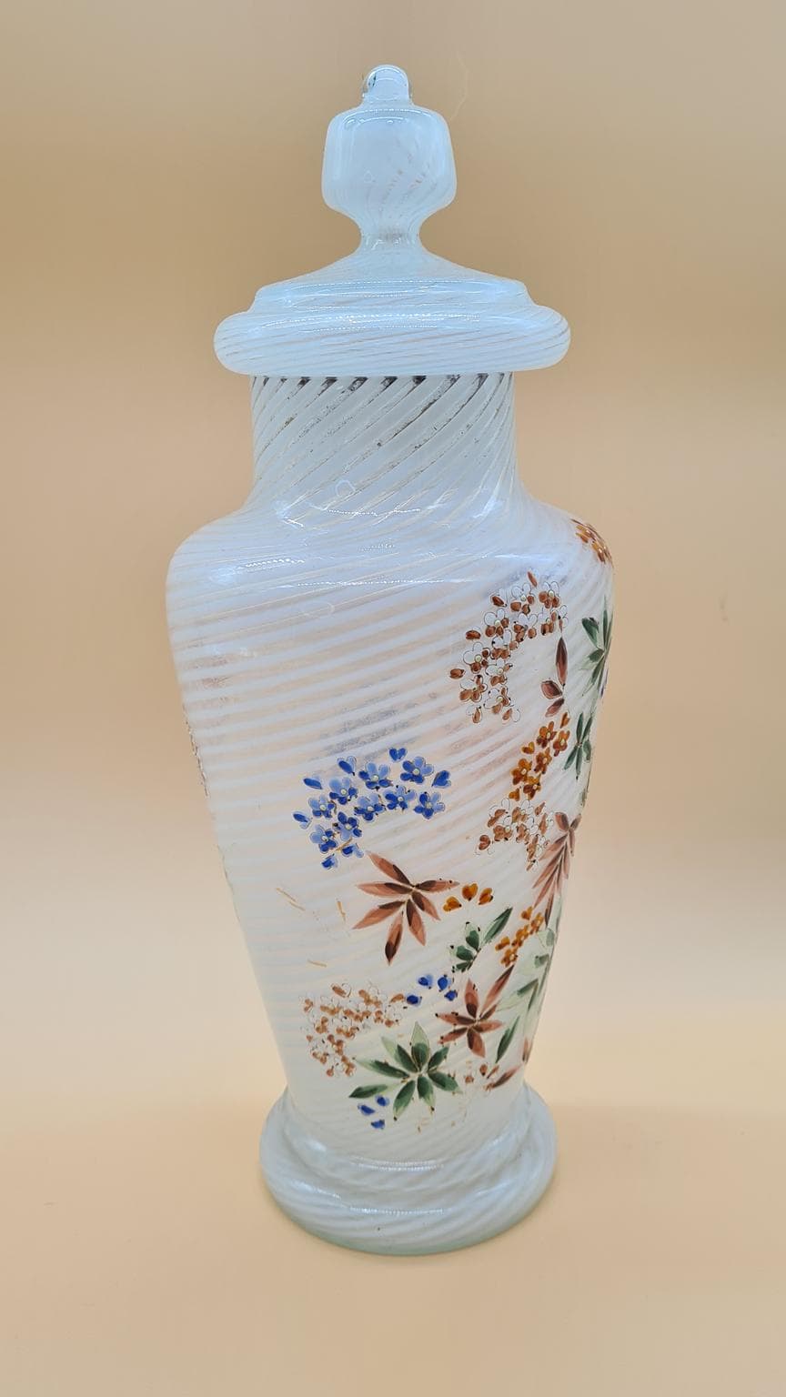 Waza Murano, reticello, szkło białe, Włochy, lata 60. - 158163