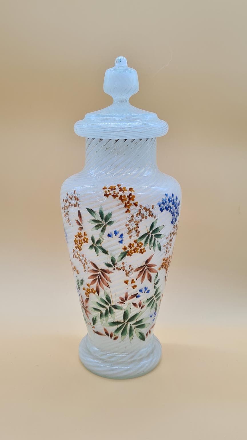 Waza Murano, reticello, szkło białe, Włochy, lata 60. - 158157