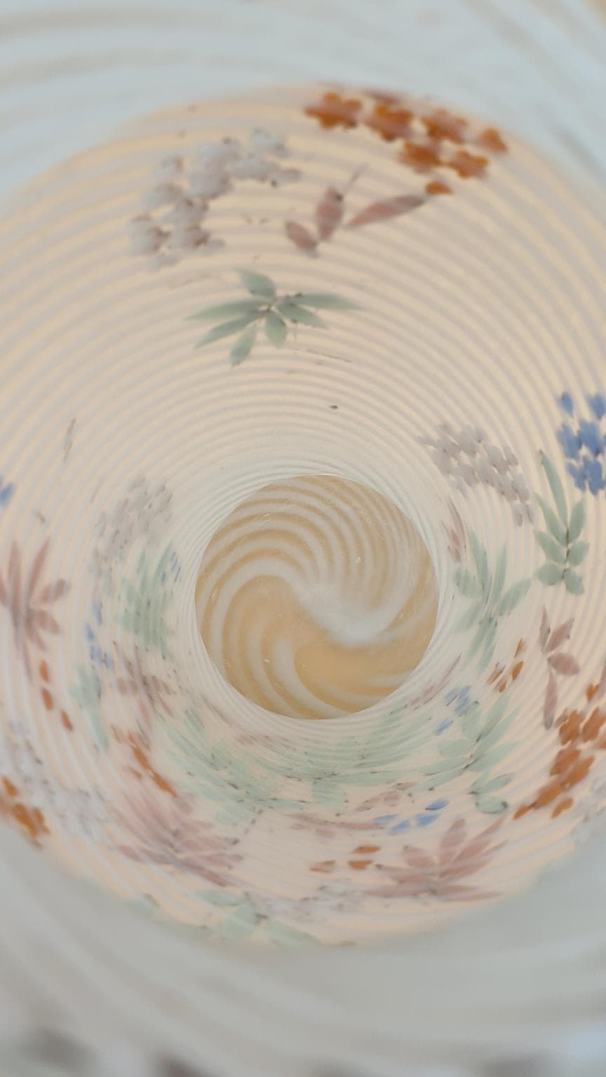 Waza Murano, reticello, szkło białe, Włochy, lata 60. - 158161