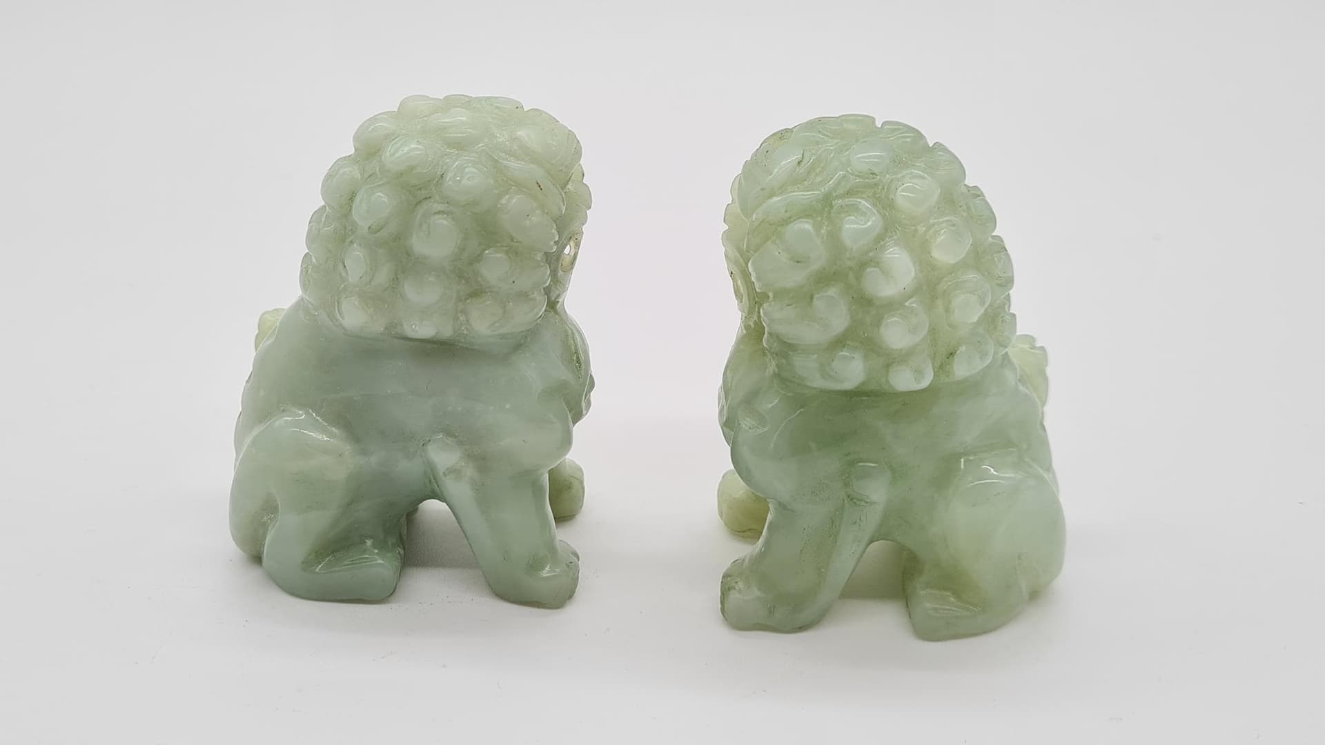 Pair of Foo Dog figurines, green jadeite, China, 19th c. - 158190