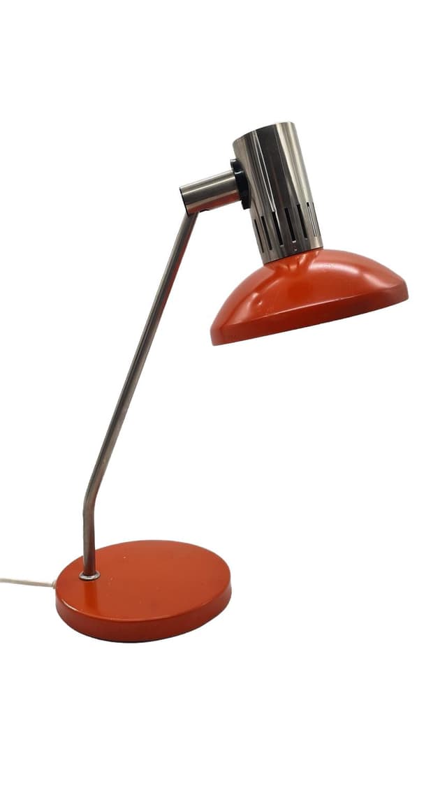 Table lamp, red metal, Aka Leuchten, Germany, 1970s. - DIMENSION