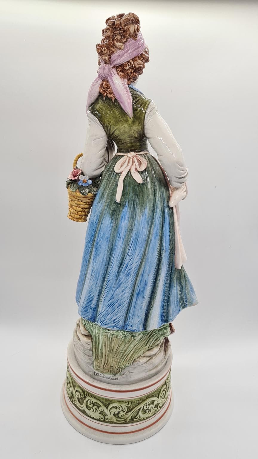 Figura kobieta zbierająca kwiaty, multikolor, ceramika, proj. D. Poloniato, Włochy, lata 80. - 158252