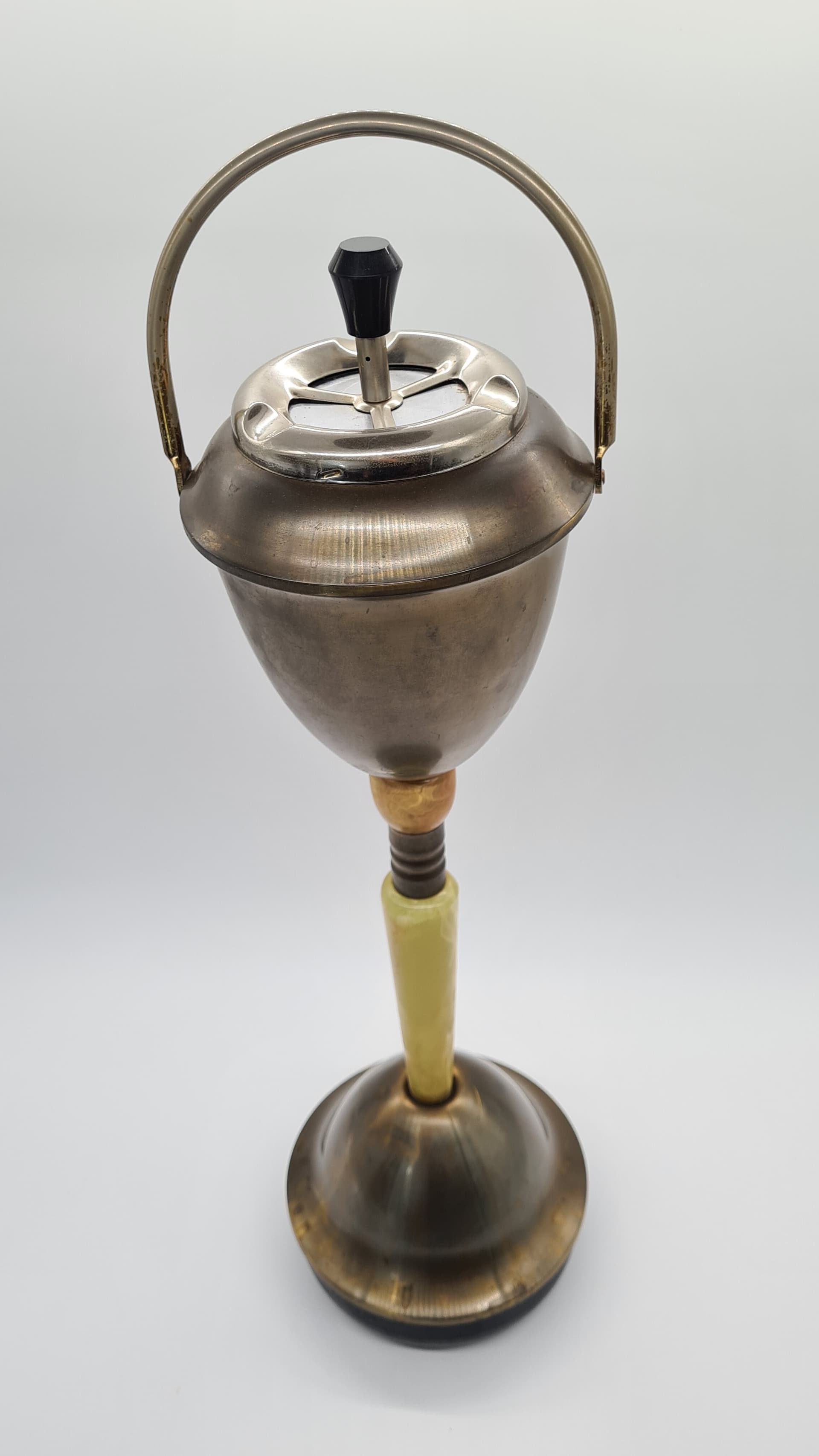 Standing ashtray, beige onyx, brown metal, Austria, 1960s. - 158267