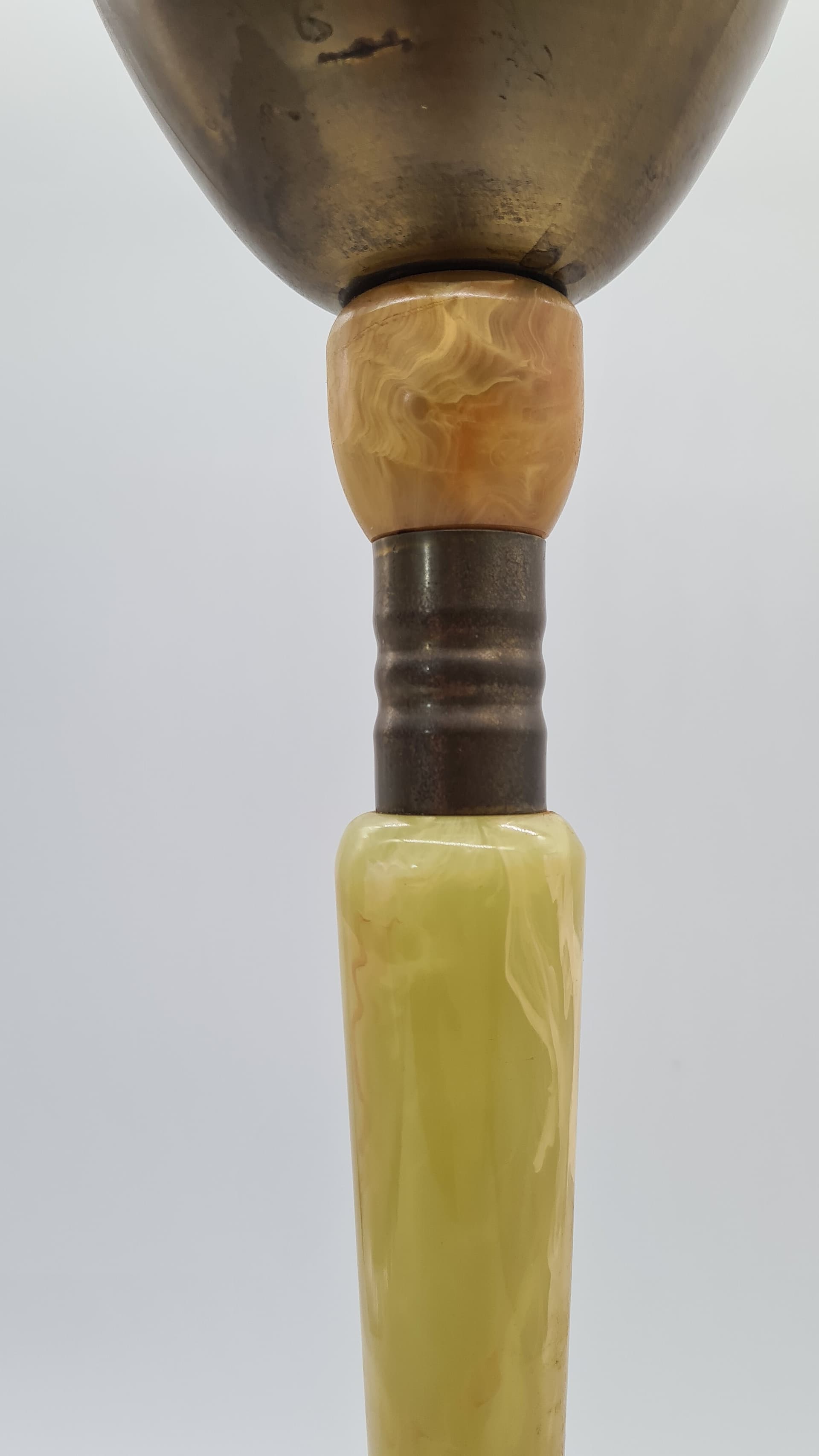 Standing ashtray, beige onyx, brown metal, Austria, 1960s. - 158265