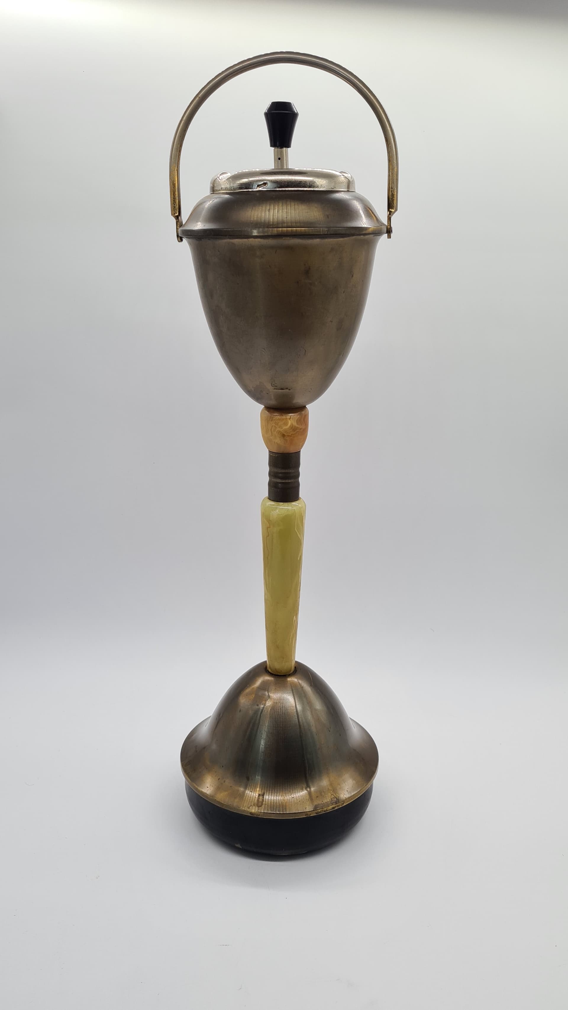 Standing ashtray, beige onyx, brown metal, Austria, 1960s. - 158264