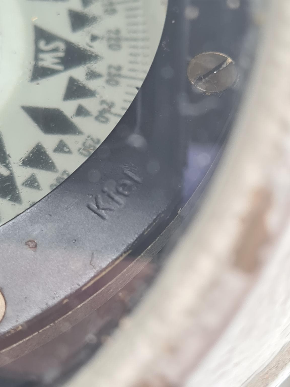 Kompas morski, srebrny, metal szkło, lata 60. - 158275