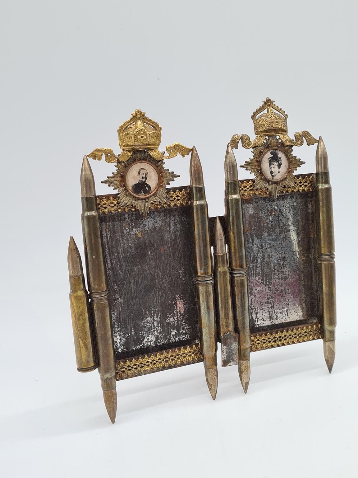 Ramka na zdjęcia trench art, mosiądz złoty, Niemcy, początek XX w. - 158285