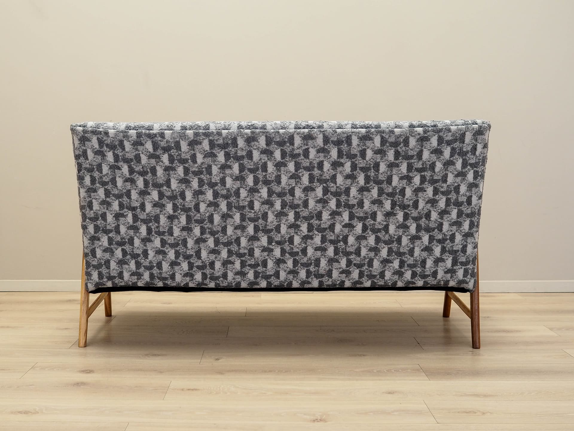 Sofa, szara, wełna, dąb, teak, Dania, lata 70. - 158561