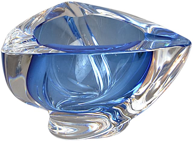 Ashtray, blue crystal, Val St Lambert, Belgium, 1970s. - DIMENSION