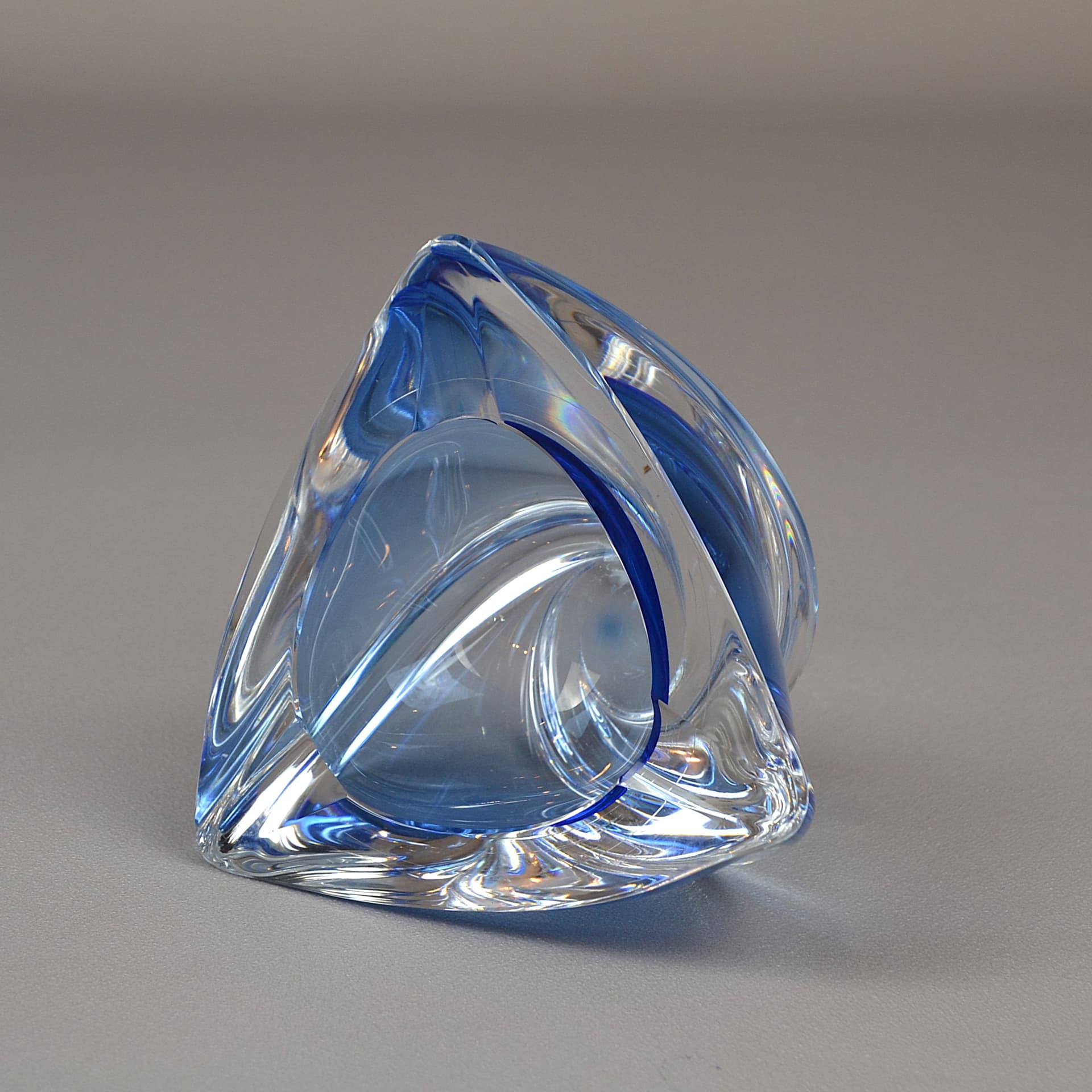 Ashtray, blue crystal, Val St Lambert, Belgium, 1970s. - 1186