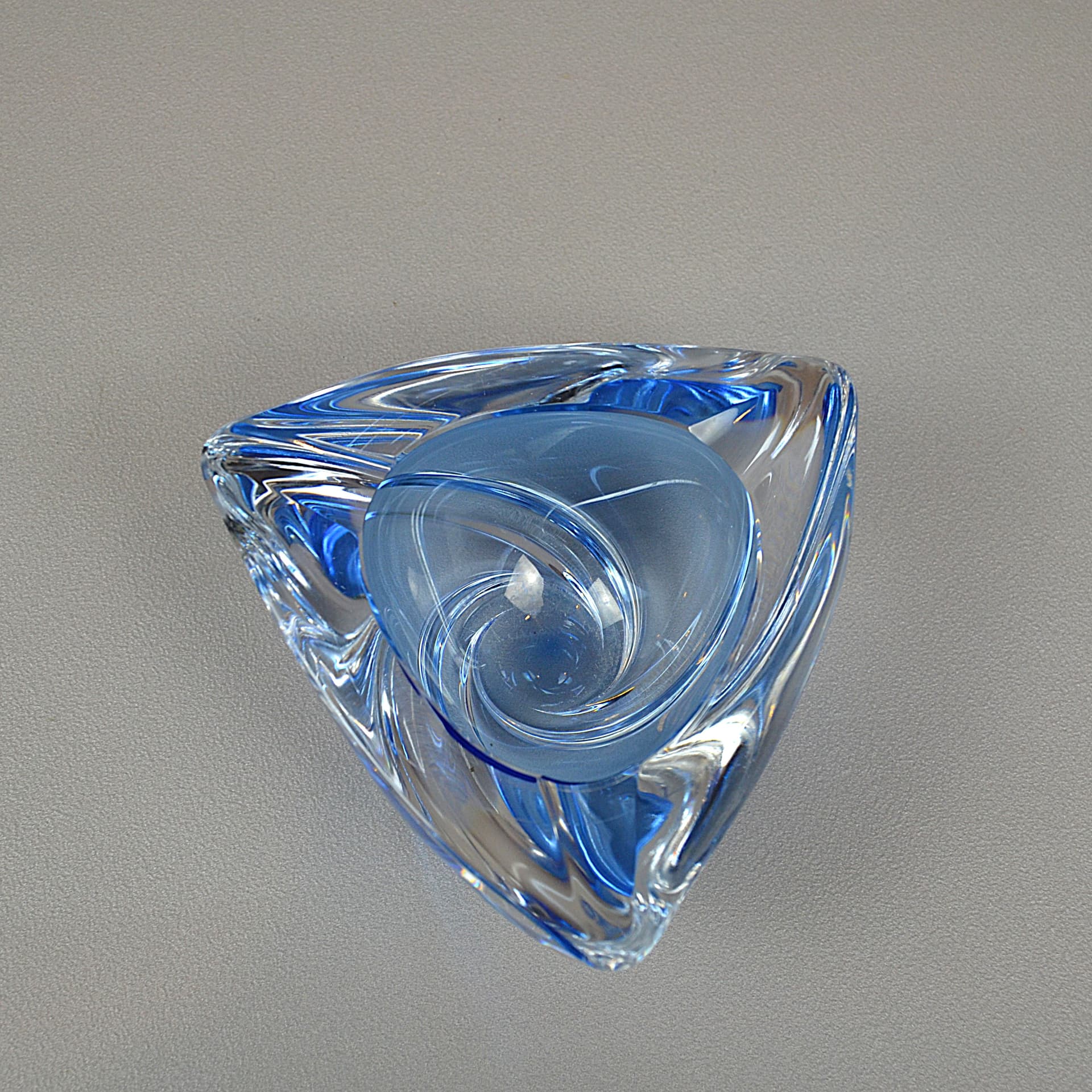 Ashtray, blue crystal, Val St Lambert, Belgium, 1970s. - 1190