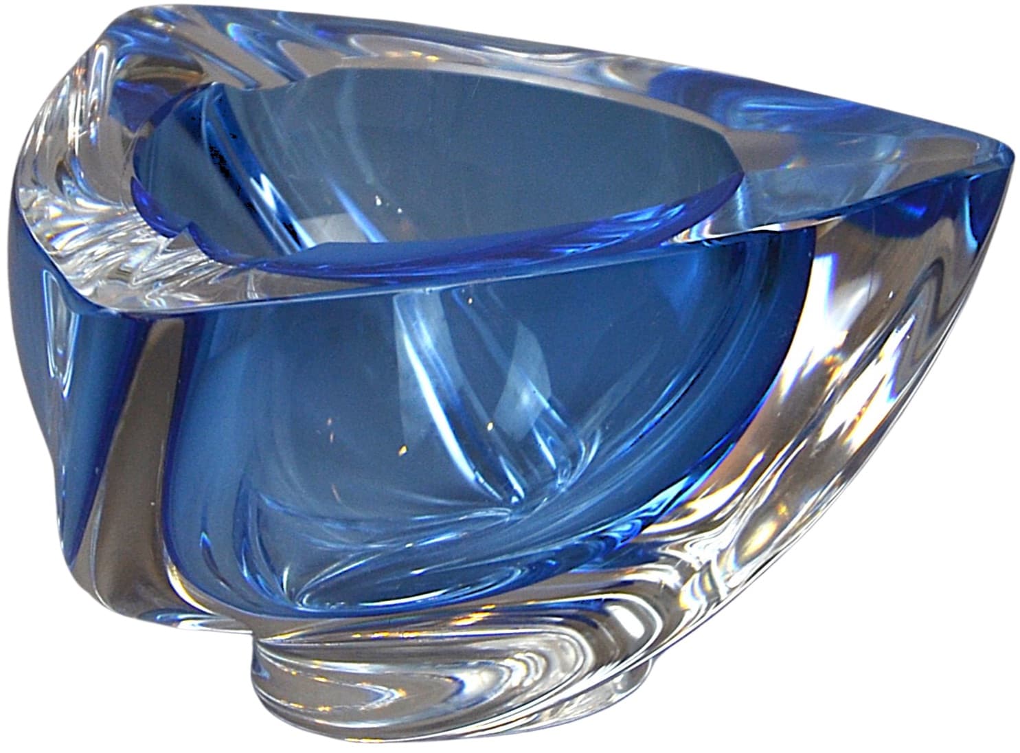 Ashtray, blue crystal, Val St Lambert, Belgium, 1970s. - 20742